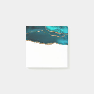 Post-it® Moderne Design Turquoise Agate & Gold Ribbon sur B