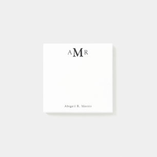 Post-it® Moderne Elégant 3 Monogramme Bureau d'affaires ini