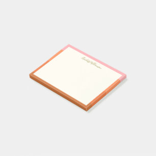 Post-it® Moderne Élégant Rose Orange Bordure Personnalisée