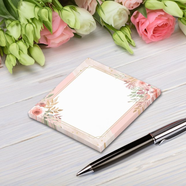 Post-it® Moderne Mariage Élégant Chic Aquarelle rose Fleur (Créateur téléchargé)