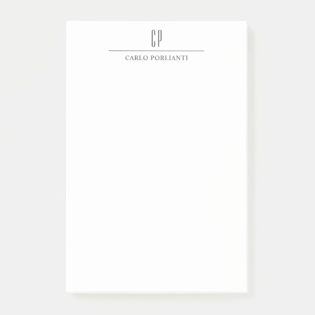 Post-it® Moderne Monogramme Professionnel Plain Nom simple (Devant)