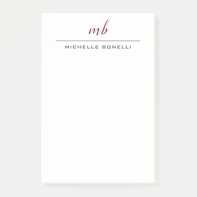 Post-it® Moderne Monogramme Professionnel Plain Simple Mini (Devant)