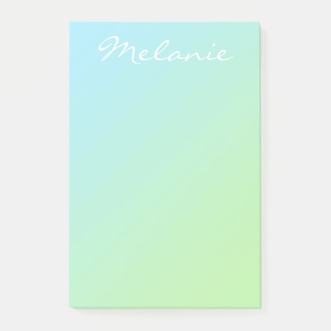 Post-it® Moderne ombre bleu vert aqua écriture script (Devant)