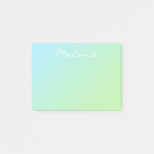 Post-it® Moderne ombre bleu vert aquatique écriture script