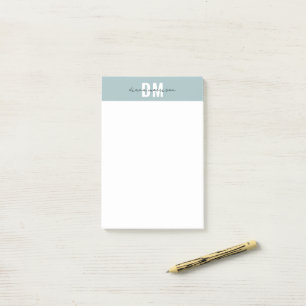 Post-it® Moderne Pastel Bleu & Script Initial Monogramme