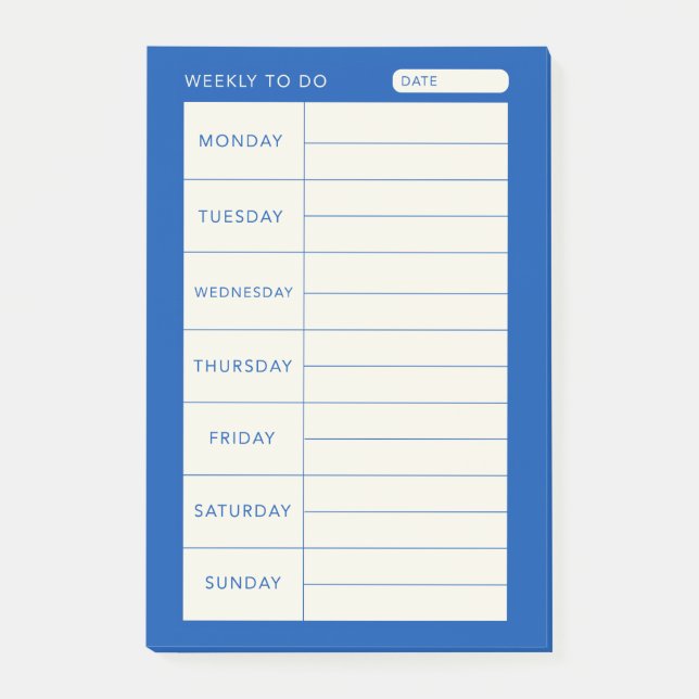 Post-it® Moderne simple bleu hebdomadaire (Devant)