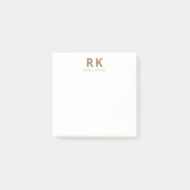 Post-it® Moderne tendance minimaliste élégant Or Deux Monog (Devant)