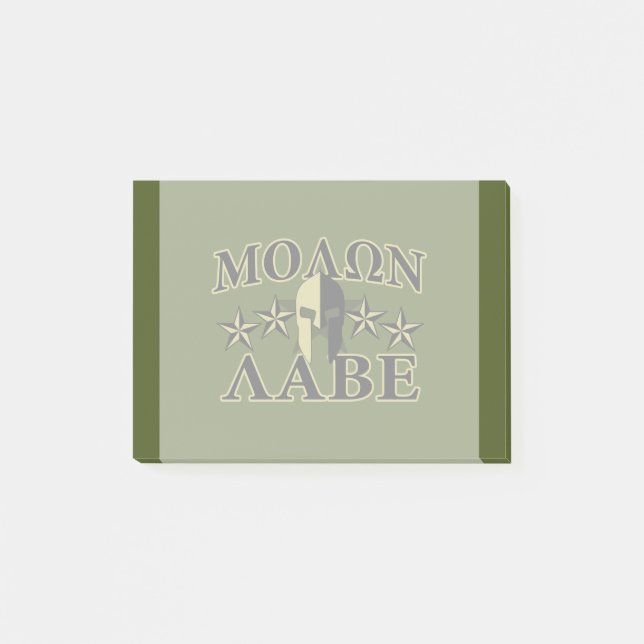 Post-it® Molon Labe Spartan 5 étoiles Olive Green (Devant)