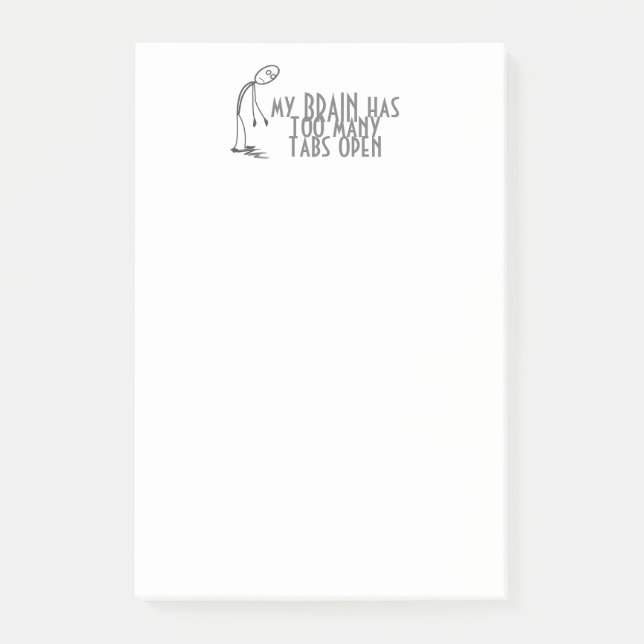 Post-it® Mon Cerveau A Trop D'Onglets Notes D'Ordinateur Ou (Devant)