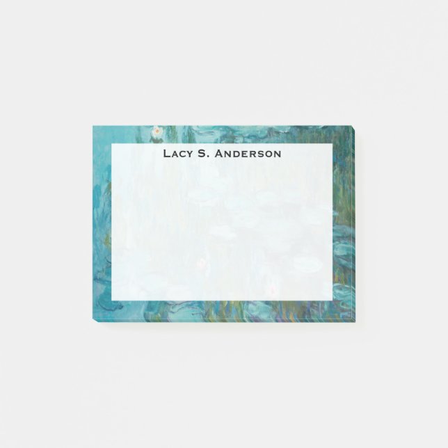 Post-it® Monogram Claude Monet, Water Lilies, 1915, Aqua (Devant)