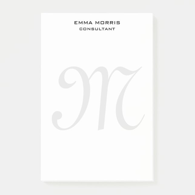 Post-it® Monogram Modern Simple Minimalist Plain (Devant)