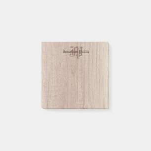 Post-it® Monogram Wood Look Old Style Script Modèle