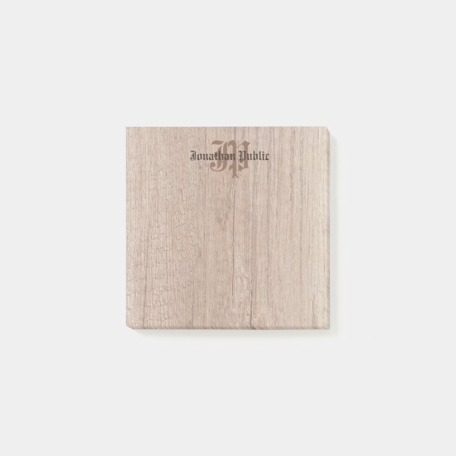 Post-it® Monogram Wood Look Old Style Script Modèle (Devant)