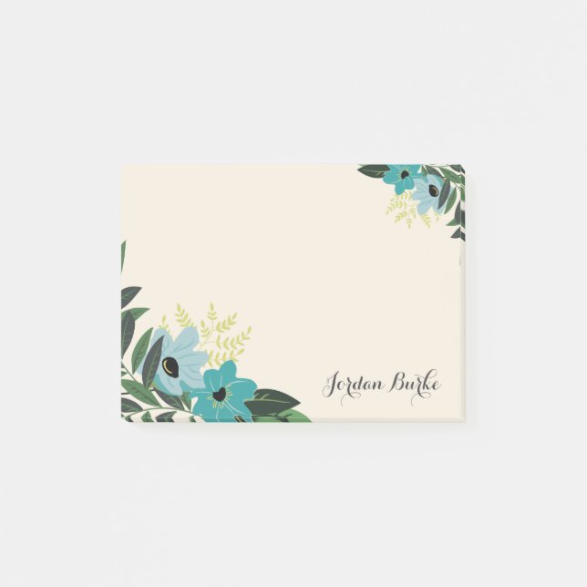 Post-it® Monogramme à bordure florale chic (Devant)