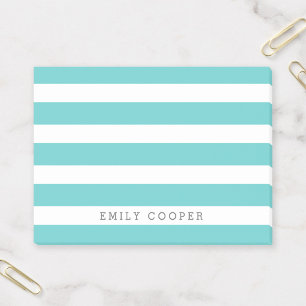 Post-it® Monogramme à rayures classiques turquoise et blanc
