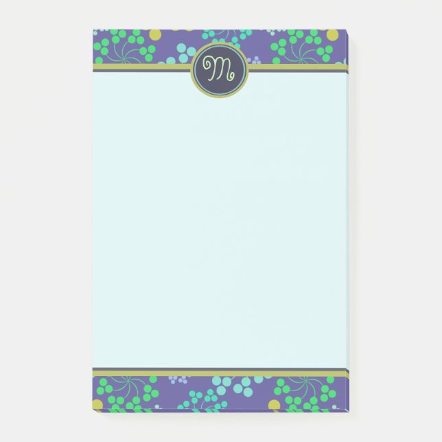 Post-it® Monogramme Abstrait Funky Blue Floral (Devant)