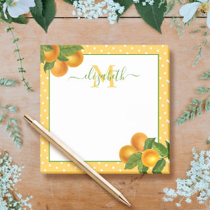 Post-it® Monogramme agrumes oranges aquarelles points rusti