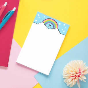 Post-it® Monogramme arc-en-ciel nuages et étoiles
