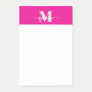 Post-it® Monogramme argent blanc rose couleur personnelle