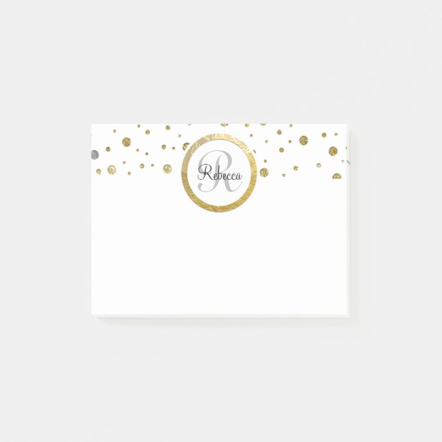 Post-it® Monogramme argent et or Confetti (Devant)