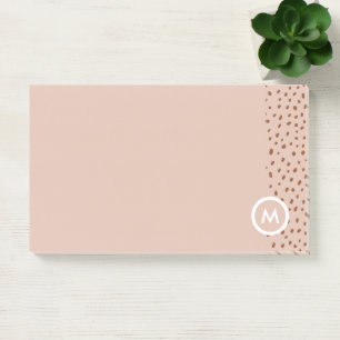 Post-it® Monogramme beige tendance avec Boho en terre cuite