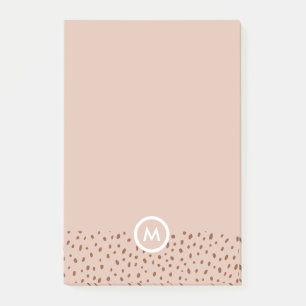 Post-it® Monogramme beige tendance avec Boho en terre cuite