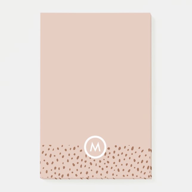 Post-it® Monogramme beige tendance avec Boho en terre cuite (Devant)