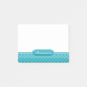 Post-it® Monogramme blanc de Quatrefoil d'aquarelles de