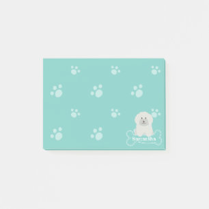 Post-it® Monogramme blanc pelucheux mignon d'amant de chiot