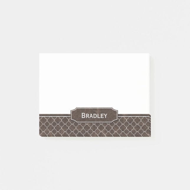 Post-it® Monogramme blanc simili cuir Brown de Quatrefoil (Devant)