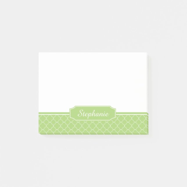 Post-it® Monogramme blanc vert de Quatrefoil de ressort (Devant)