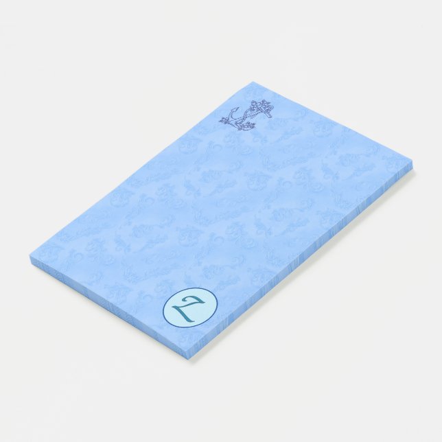 Post-it® Monogramme bleu céleste (A-Z) (Incliné)