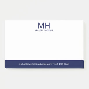 Post-it® Monogramme bleu de la marine