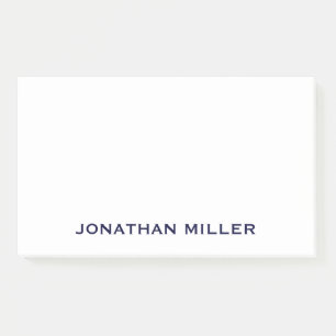 Post-it® Monogramme bleu et blanc marine personnalisé 10x6