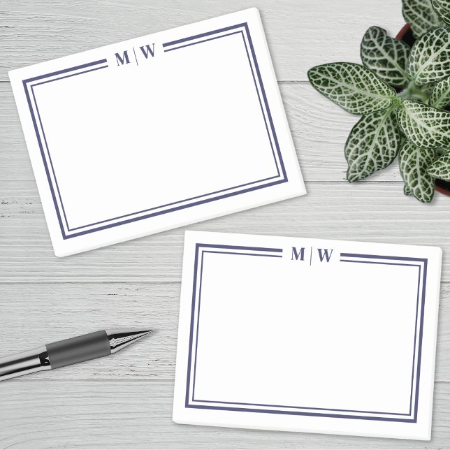 Post-it® Monogramme Bleu Marine (Navy Blue Monogram Post-it Notes)
