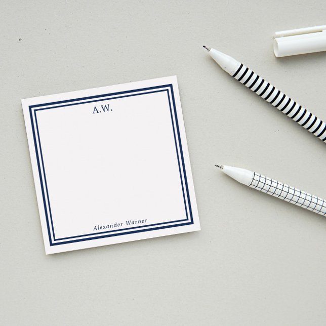 Post-it® Monogramme bleu marine (Créateur téléchargé)