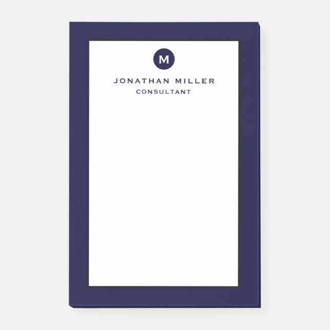 Post-it® Monogramme bleu marine minimaliste (Devant)