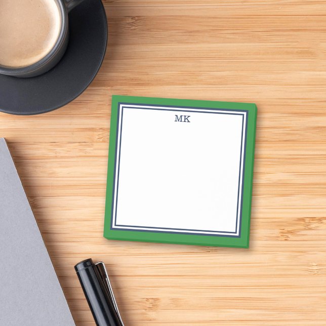 Post-it® Monogramme bleu vert (Créateur téléchargé)