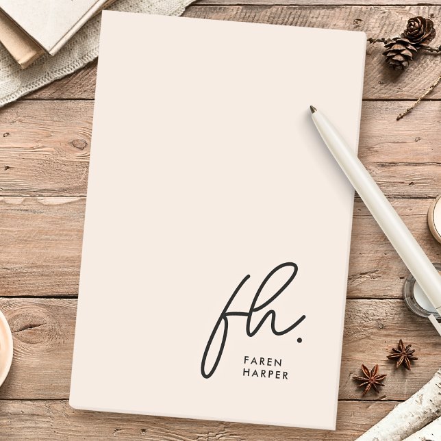 Post-it® Monogramme Blush rose moderne Script féminin Minim (Créateur téléchargé)