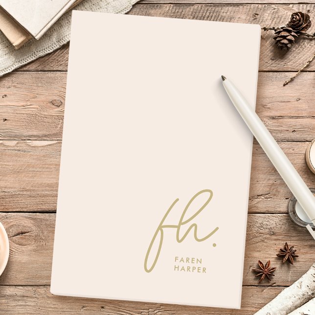 Post-it® Monogramme Blush rose moderne Script féminin Minim (Créateur téléchargé)
