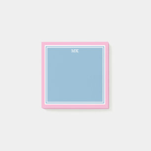 Post-it® Monogramme Bordures Rose Bleu