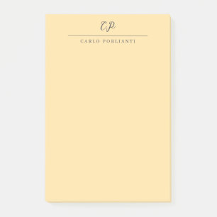 Post-it® Monogramme calligraphié moderne beige nom simple