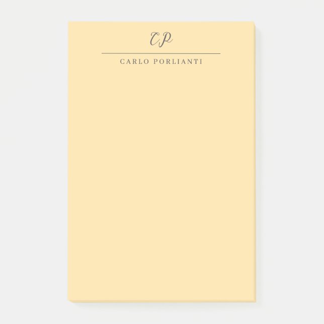 Post-it® Monogramme calligraphié moderne beige nom simple (Devant)