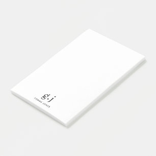 Post-it® Monogramme classique élégant minimal noir blanc