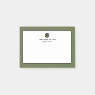 Post-it® Monogramme classique minimaliste d'olive