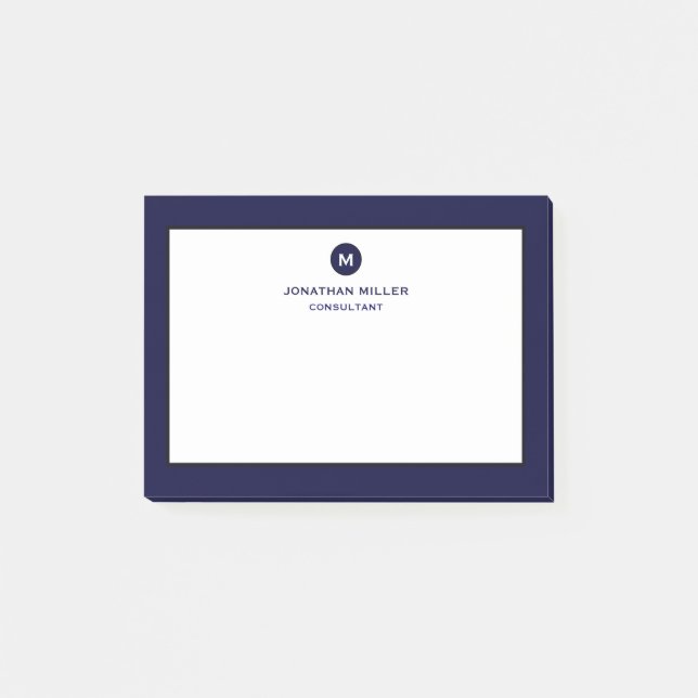Post-it® Monogramme classique minimum bleu marine (Devant)