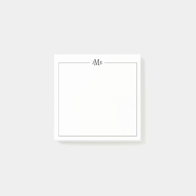 Post-it® Monogramme classique, noir et blanc (Devant)