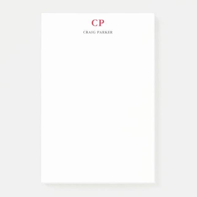 Post-it® Monogramme classique Professionnel Rouge blanc cla (Devant)