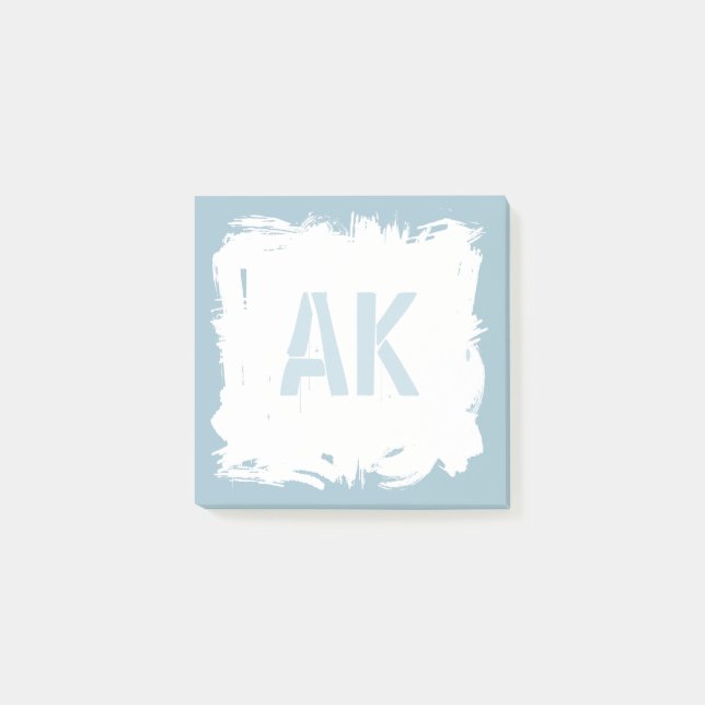 Post-it® Monogramme Cool de pinceau bleu clair blanc (Devant)