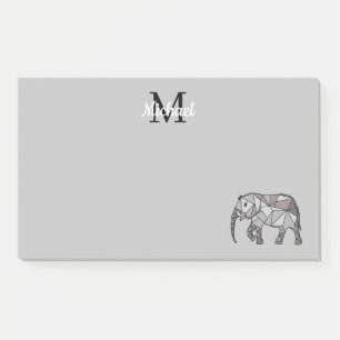 Post-it® Monogramme Cute Graphics Eléphant Personnalisé N